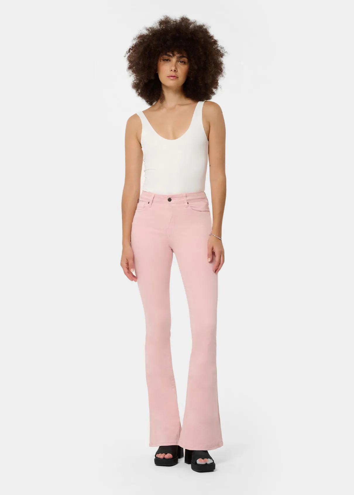 CARLA SATEN - Pantalon | Flared fit - Taille haute | Taille en pouces