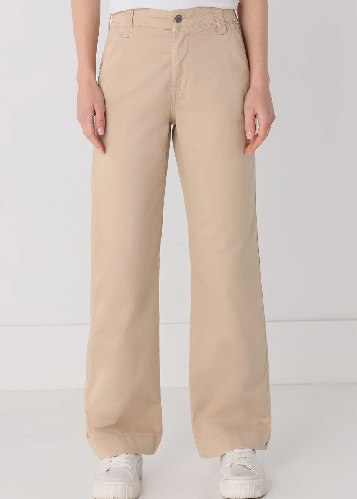 Chino Olivia-Phil | Taille haute - Coupe large droite | Taille en pouces