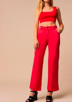 Chino Olivia-Phil | Taille haute - Coupe large droite | Taille en pouces