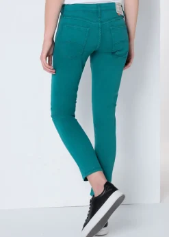 ENYA SATEN - Pantalon skinny - Taille très basse - Coupe cheville - Taille en pouces