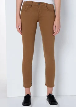 ENYA SATEN - Pantalon skinny - Taille très basse - Coupe cheville - Taille en pouces