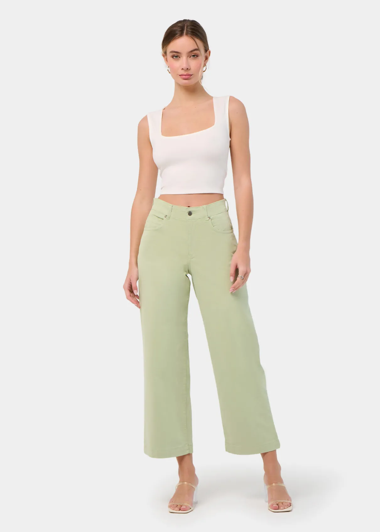 JEAN AURORA-ENOVA pêche Medium Box Straight Wide Crop | Taille en pouces