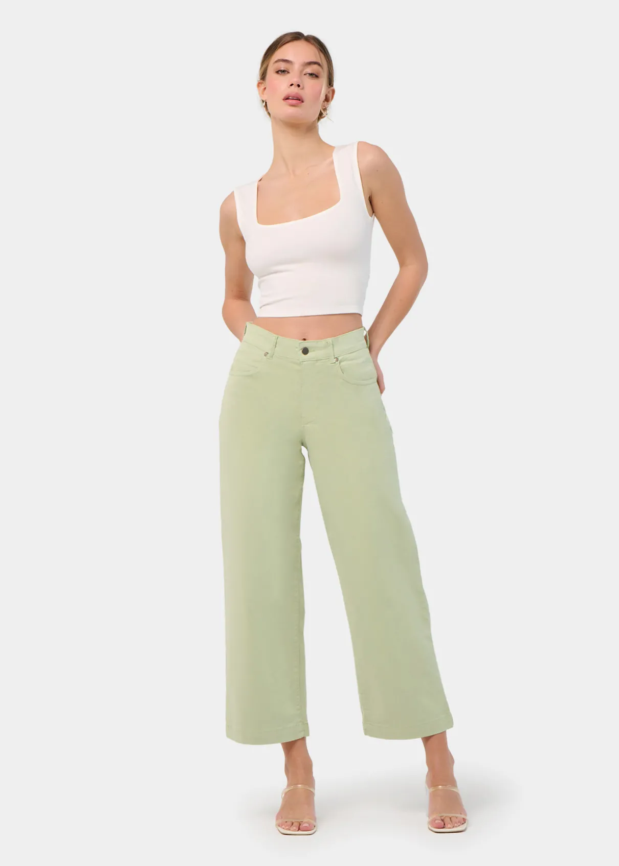 JEAN AURORA-ENOVA pêche Medium Box Straight Wide Crop | Taille en pouces