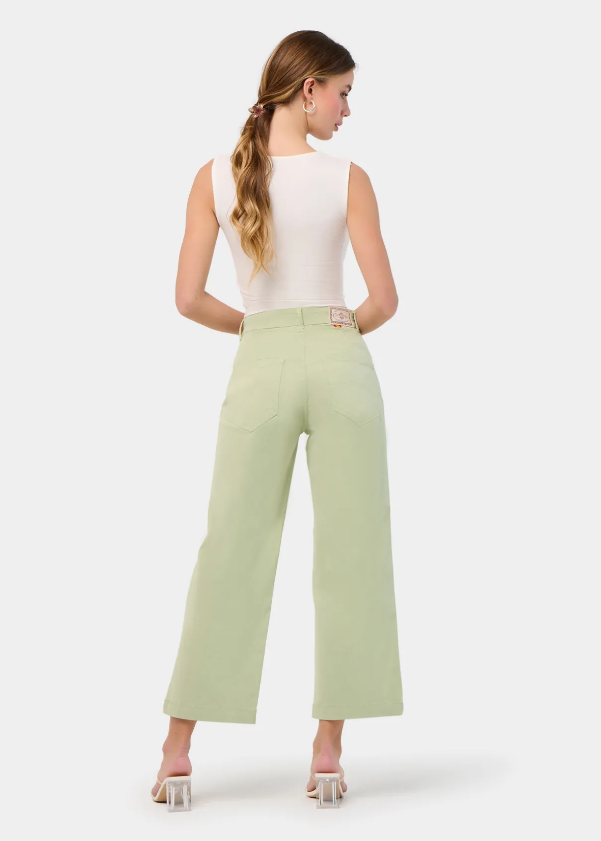 JEAN AURORA-ENOVA pêche Medium Box Straight Wide Crop | Taille en pouces