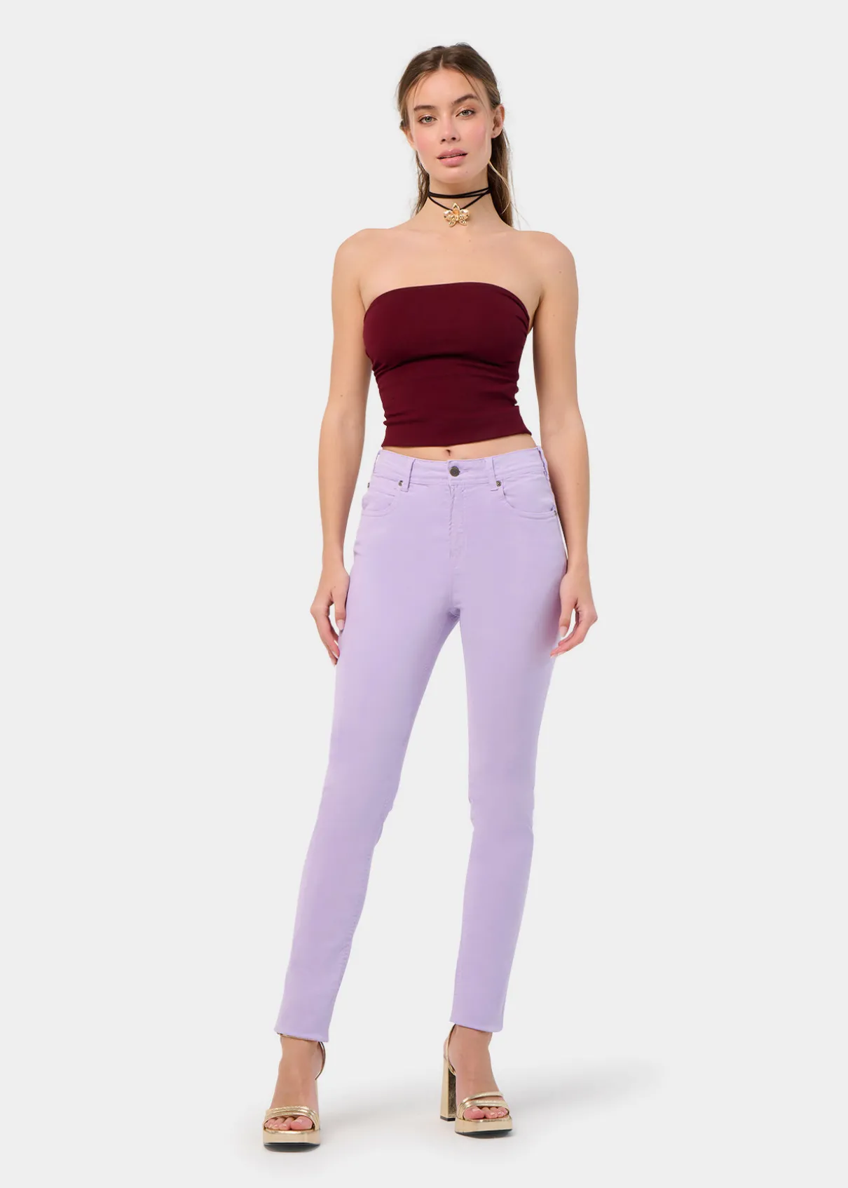 PANTALON NOUFLORE-ENOVA COULEUR pêche Box Medium Slim | Taille en pouces